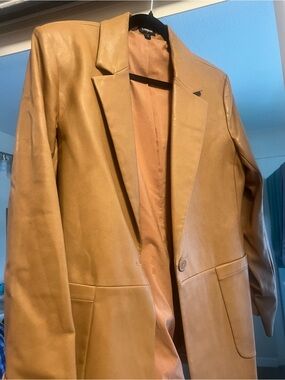 Express Tan Faux Leather Blazer Jacket